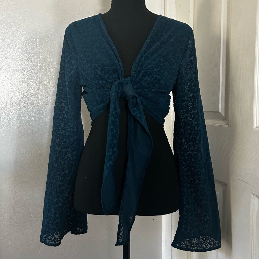 Indigo floral tie top, Wild Fable, size S